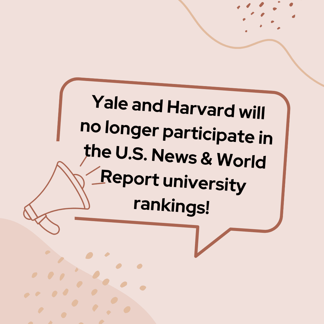 Yale and Harvard will no longer participate in the U.S. News & World Report university rankings